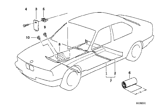 1988 BMW 750iL Floor Covering Diagram