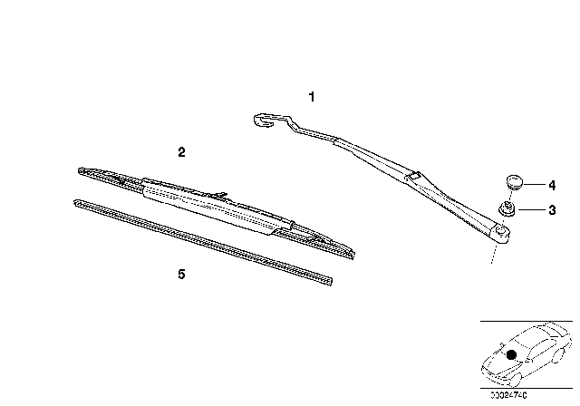 1998 BMW Z3 Wiper Arm / Wiper Blade Diagram