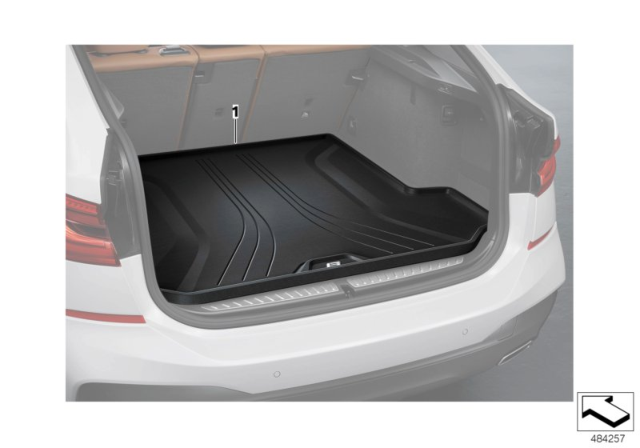 2018 BMW 640i xDrive Gran Turismo Fitted Luggage Compartment Mat Diagram