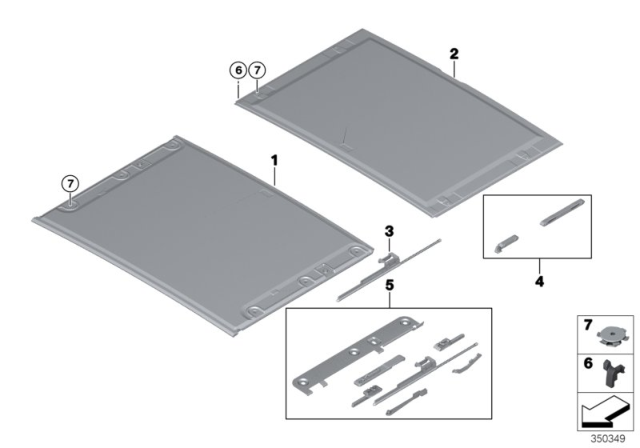 2016 BMW X5 Supended Headliner, Rear Diagram for 54137387001