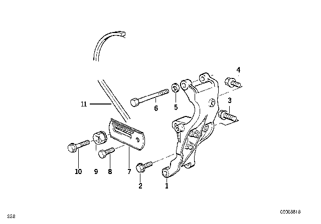 1992 BMW M5 Air Conditioning Compressor - Supporting Bracket Diagram