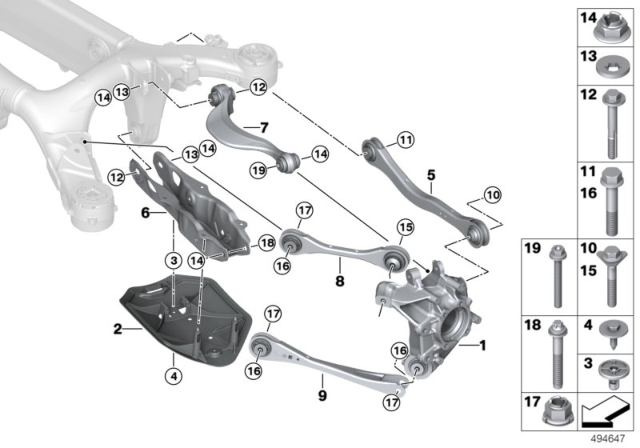 2019 BMW X7 Rear Axle Support / Wheel Suspension Diagram