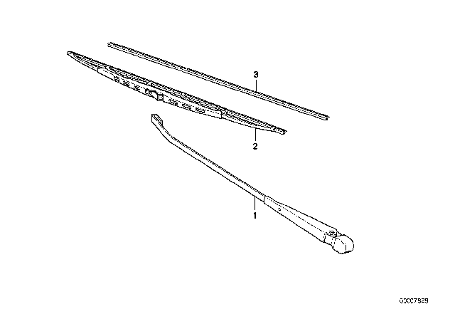 1980 BMW 633CSi Left Wiper Arm Diagram for 61611367381