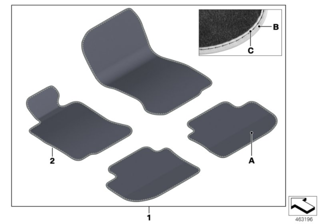 2014 BMW M6 Individual Floor Mats Diagram 2