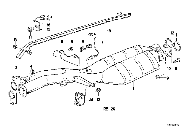 1991 BMW M5 Catalytic Converter / Front Silencer Diagram