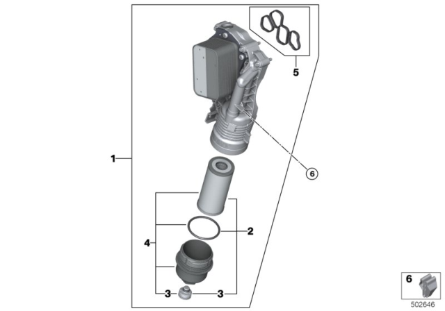 2020 BMW M235i xDrive Gran Coupe Lubrication System - Oil Filter, Heat Exchanger Diagram