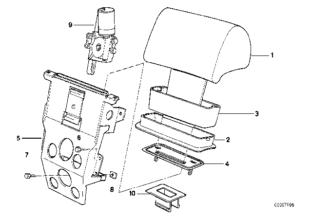 1993 BMW 750iL Electrical Headrest Rear Diagram 2