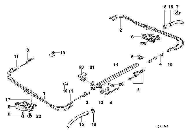 1993 BMW 525iT Drive Cable Diagram for 54128120672