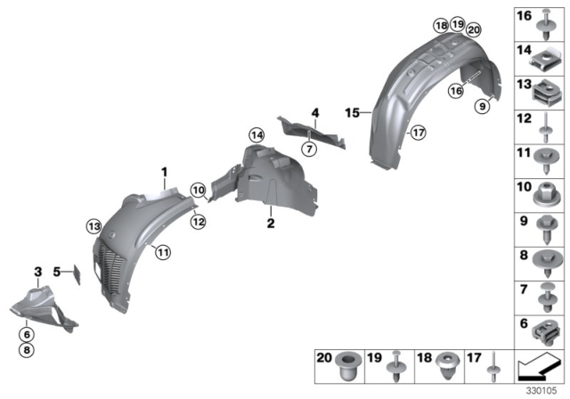 2016 BMW X6 Wheel Arch Trim Diagram
