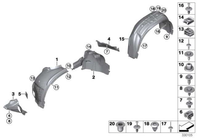 2018 BMW X5 Wheel Arch Trim Diagram