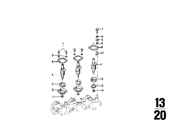 1975 BMW 3.0Si Fuel Injection System / Injection Valve Diagram