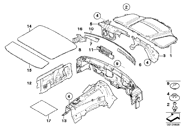 2007 BMW M6 Sound Insulating Roof Rear Diagram for 51487009545