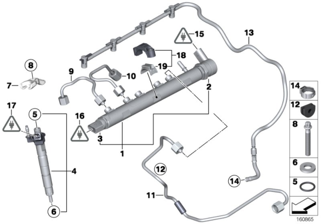 2015 BMW X3 High Pressure Accumulator / Injector / Line Diagram