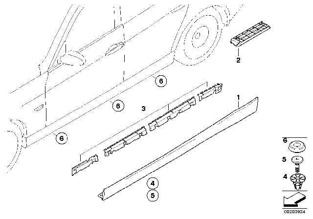 2011 BMW 335d Cover Door Sill / Wheel Arch Diagram