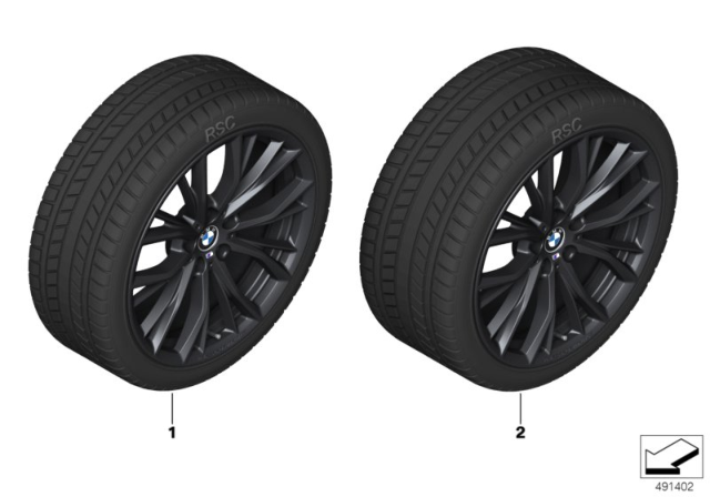2019 BMW 530e Sedan(G30) Winter Wheel With Tire M Double Spoke Diagram 2