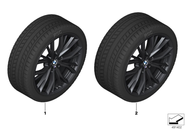 2020 BMW 540i Winter Wheel With Tire M Double Spoke Diagram 2