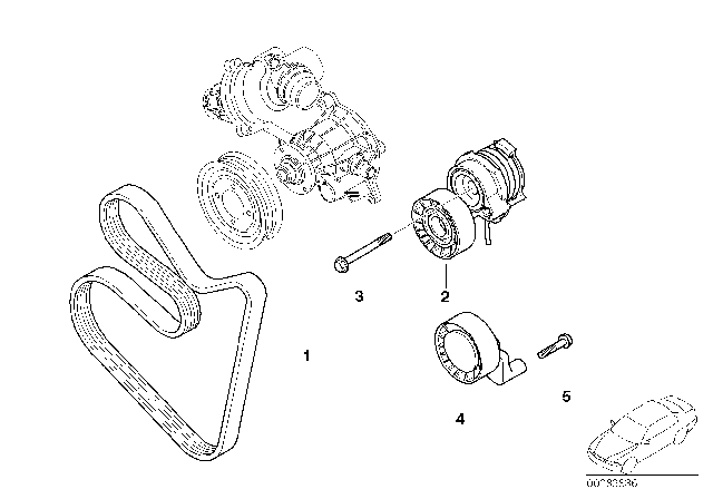 2005 BMW 760i Belt Drive Water Pump / Alternator Diagram