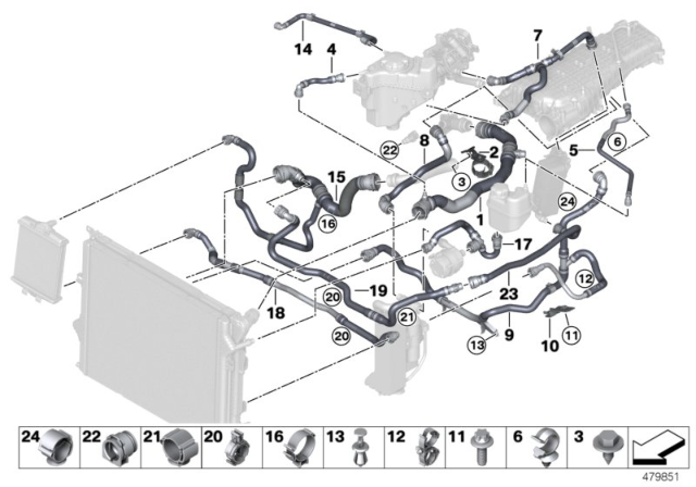 2018 BMW 440i xDrive Cooling System Coolant Hoses Diagram 4