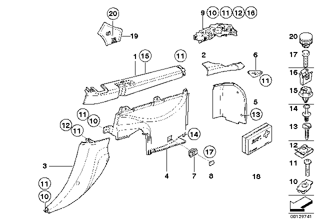 1999 BMW Z3 Left Front Lugg.Compartment Trim Panel Diagram for 51478401689