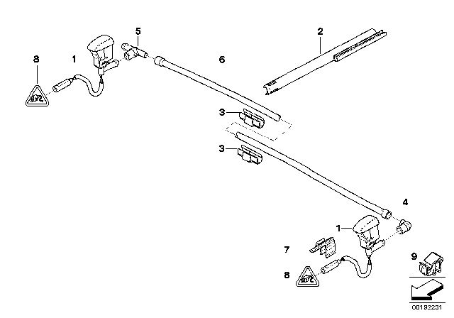 2007 BMW X3 Single Parts For Windshield Cleaning Diagram