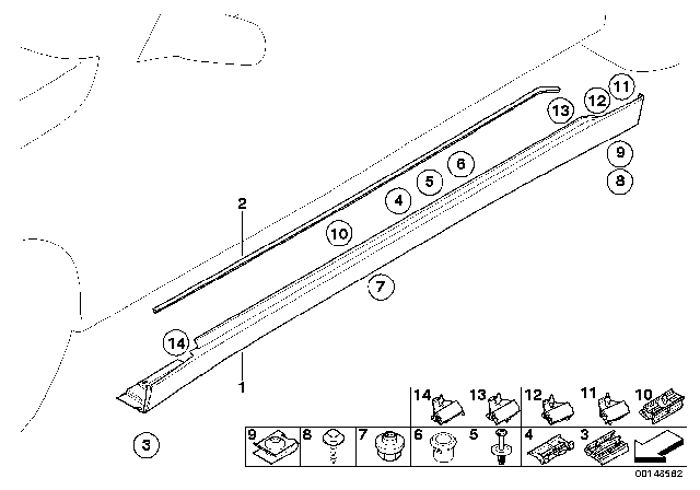 2008 BMW 750i Cover Door Sill / Wheel Arch Diagram