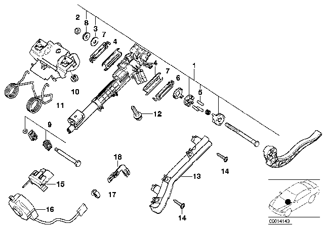 2004 BMW 325Ci Steering Column - Adjustable / Single Parts Diagram