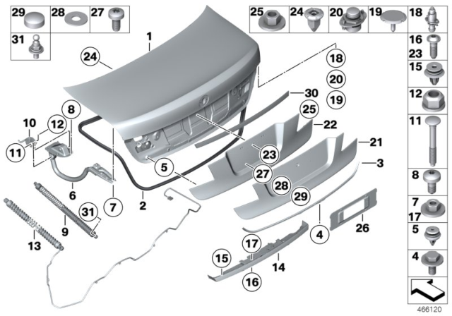 2013 BMW Alpina B7 Single Components For Trunk Lid Diagram