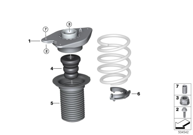 2018 BMW i3 Guide Support / Spring Pad / Attaching Parts Diagram