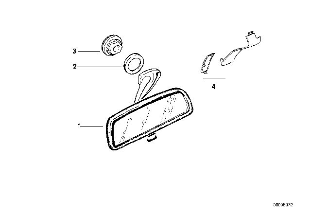 1991 BMW 325i Interior Rear-View Mirror Diagram 2