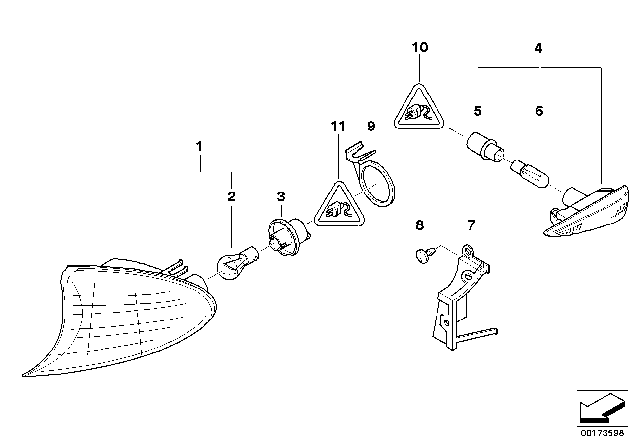 2001 BMW 320i Indicators Front / Side Diagram