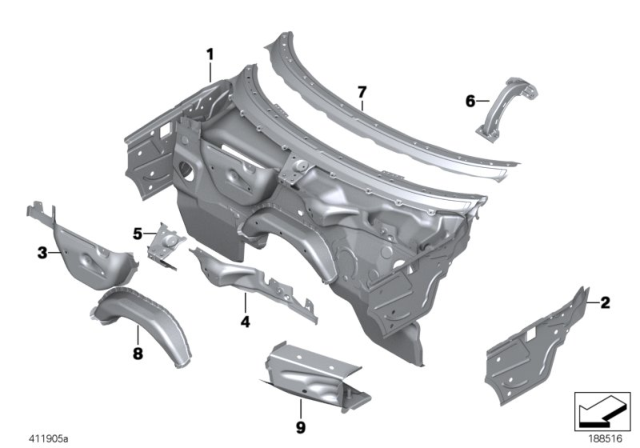 2009 BMW Z4 Supporting Strut, Front Wall Centre Diagram for 41137064488