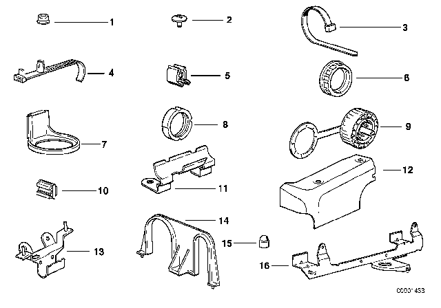 1989 BMW 525i Cable Harness Fixings Diagram 1