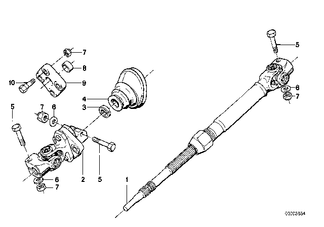 1984 BMW 528e Steering Column - Lower Joint Assy Diagram 2