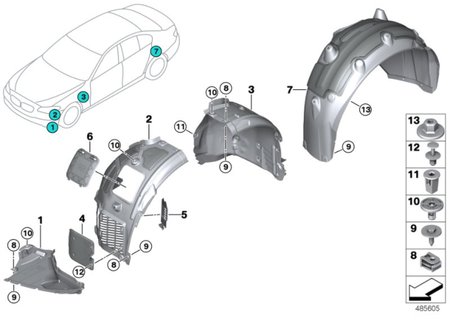 2016 BMW 750i xDrive Cover, Bottom Right Diagram for 51758060024