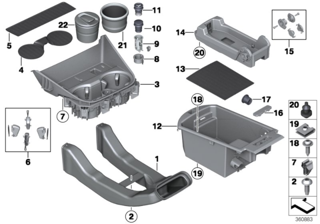 2016 BMW X4 Mounted Parts For Centre Console Diagram