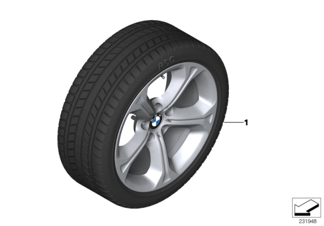 2013 BMW X1 Winter Wheel With Tire Star Spoke Diagram 3