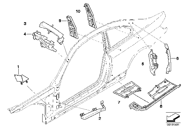 2011 BMW 328i xDrive Cavity Shielding, Side Frame Diagram