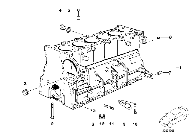 2000 BMW Z3 Engine Block With Piston Diagram for 11111432350
