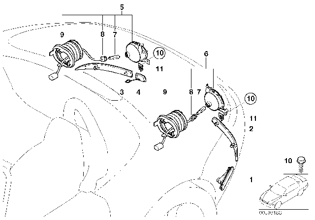 2001 BMW Z8 Reversing Lamp Right Diagram for 63248385938