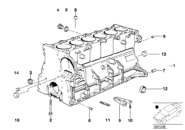 1998 BMW 323i Engine Block & Mounting Parts Diagram 1