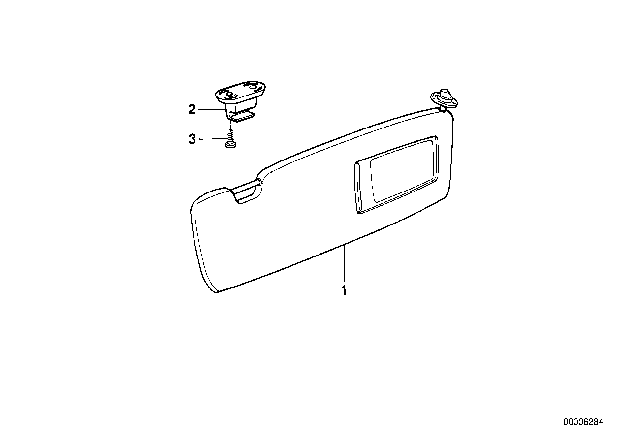 1995 BMW 525i Sun Visor With Mirror-Covering Left Diagram for 51168169009