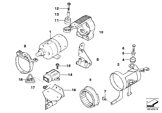 1999 BMW 528i DSC Compressor / Sensor / Mounting Parts Diagram