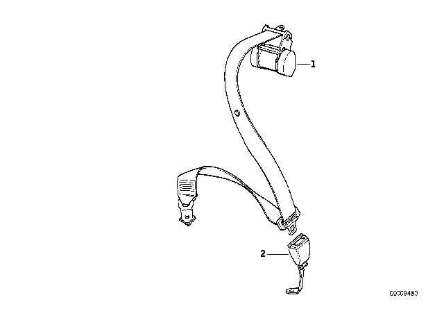 1993 BMW 325i Safety Belt Rear Diagram