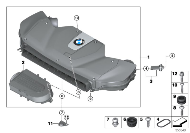 2017 BMW X6 Intake Silencer / Filter Cartridge Diagram