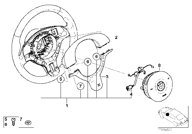 2005 BMW 325i M Sports Steering Wheel, Airbag Diagram 2