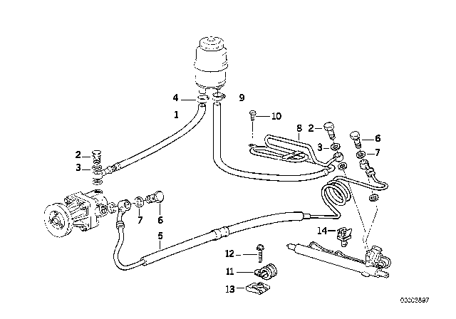 1997 BMW M3 Hydro Steering - Oil Pipes Diagram