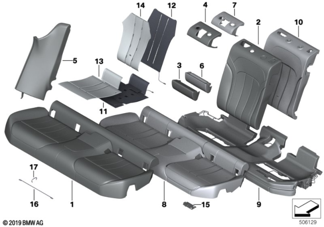 2018 BMW 640i xDrive Gran Turismo SIDE FINISHER, LEATHER, LEFT Diagram for 52207477151