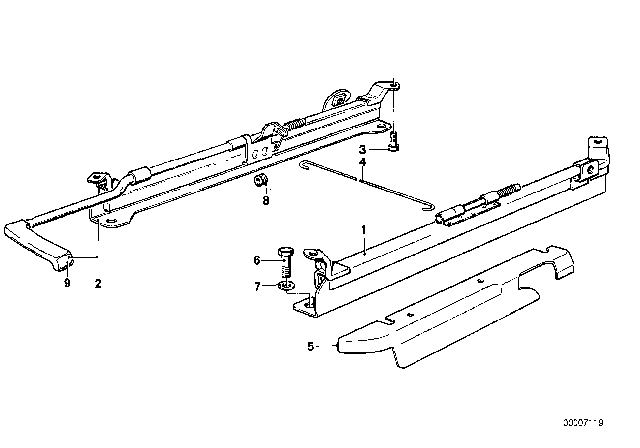 1983 BMW 733i Front Seat Rail Diagram