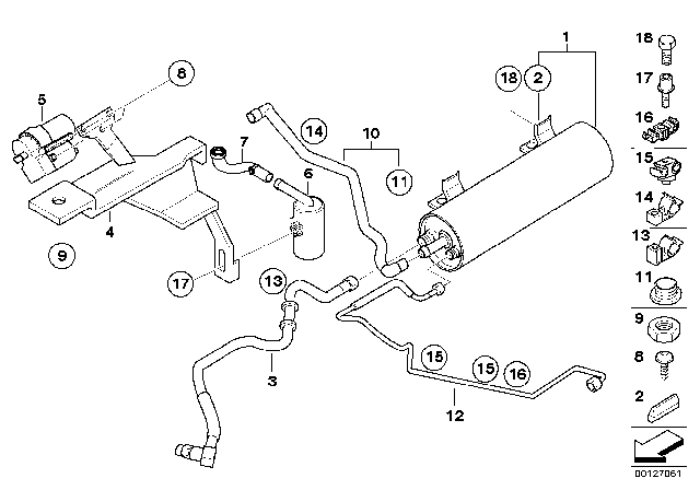 2003 BMW 325i Activated Charcoal Filter, Metal Diagram for 16126757177