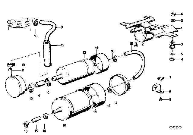 1986 BMW 735i Rubber Mounting Diagram for 16121153011